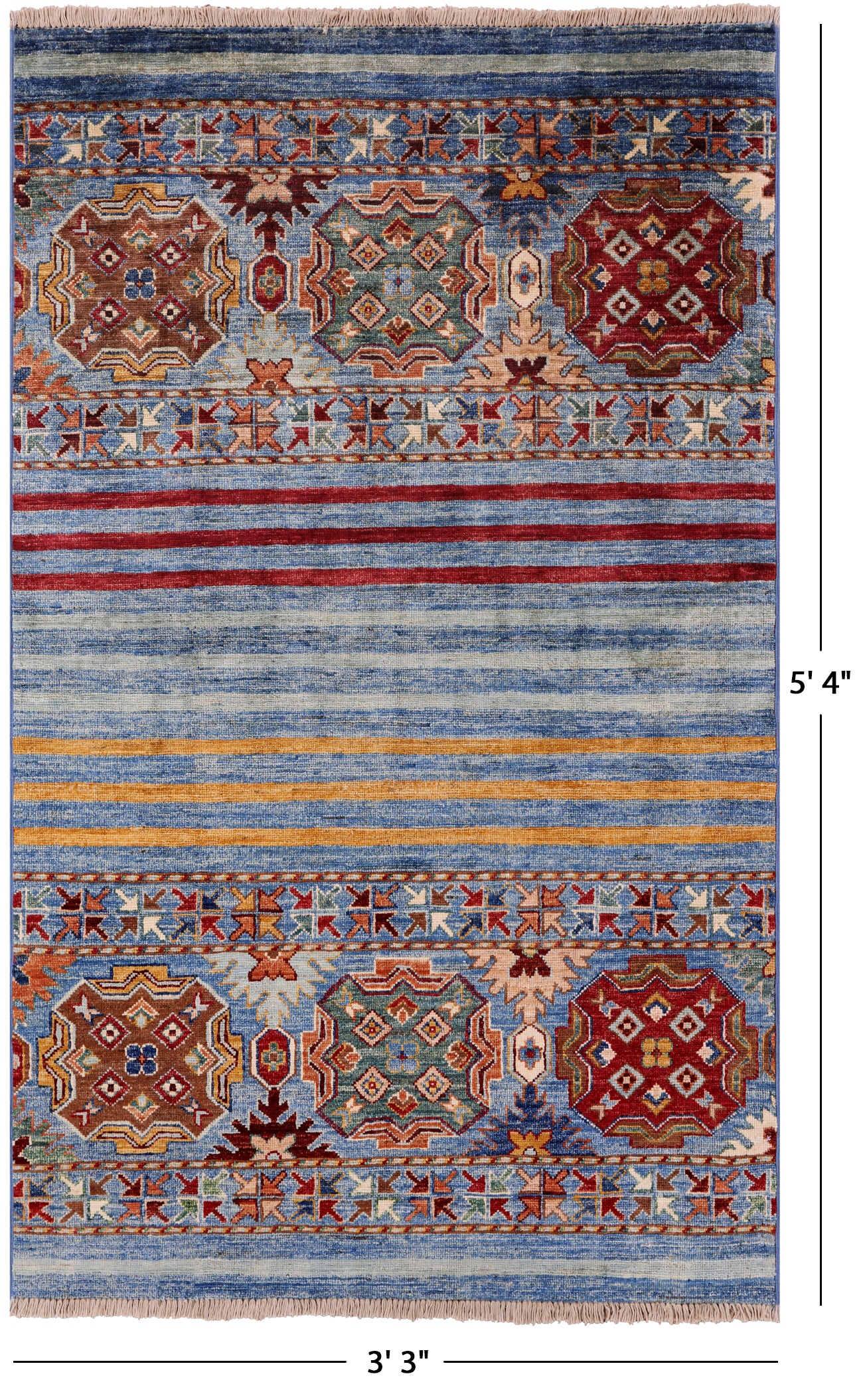 Khorjin Persian Gabbeh Hand Knotted Wool Rug - 3' 3" X 5' 4" - Golden Nile