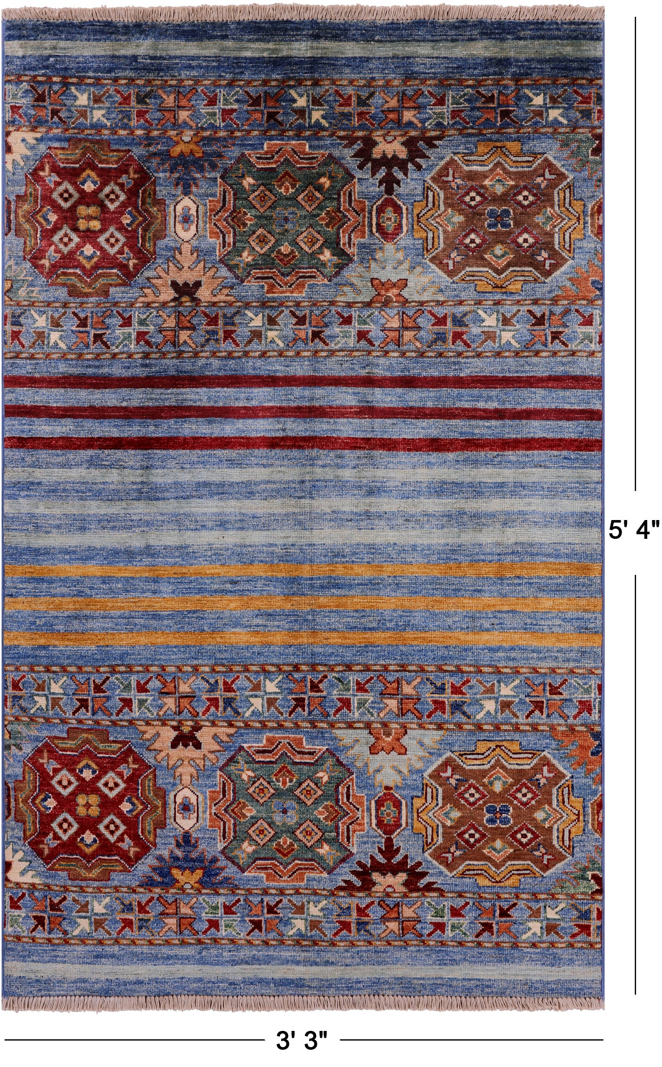 Khorjin Persian Gabbeh Hand Knotted Wool Rug - 3' 3" X 5' 4" - Golden Nile