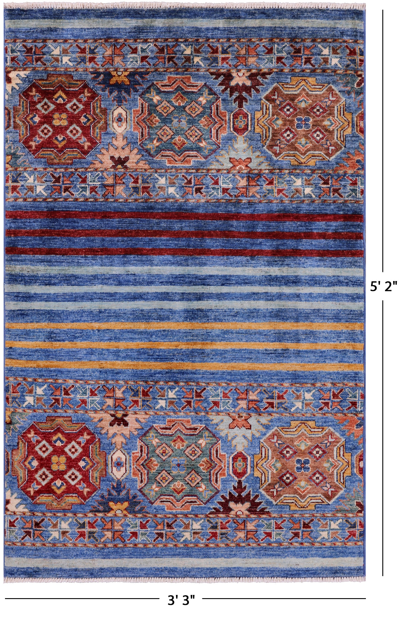 Khorjin Persian Gabbeh Hand Knotted Wool Rug - 3' 3" X 5' 2" - Golden Nile