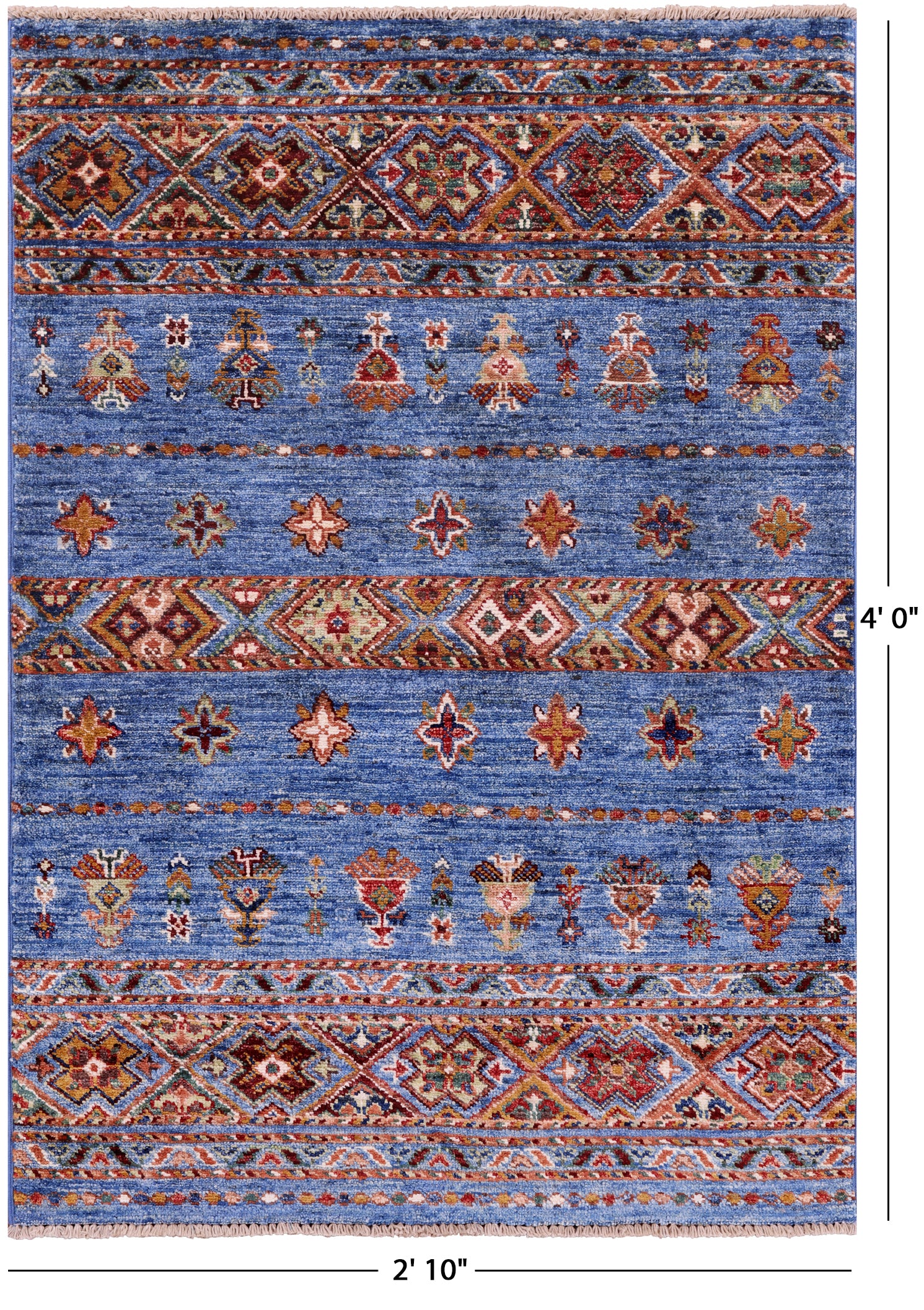 Blue Khorjin Persian Gabbeh Hand Knotted Wool Rug - 2' 10" X 4' 0" - Golden Nile
