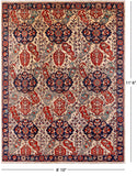 Ivory Persian Fine Serapi Hand Knotted Wool Rug - 8' 10" X 11' 6" - Golden Nile