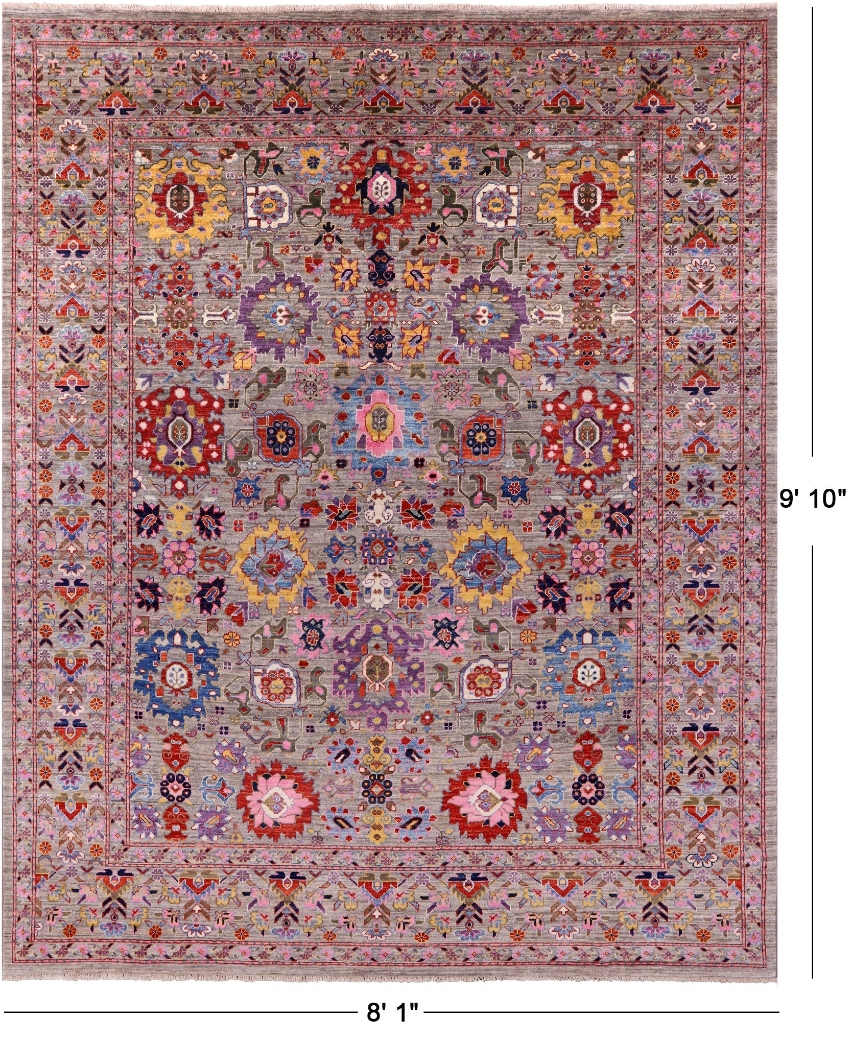 Persian Fine Serapi Hand Knotted Wool Rug - 8' 1" X 9' 10" - Golden Nile