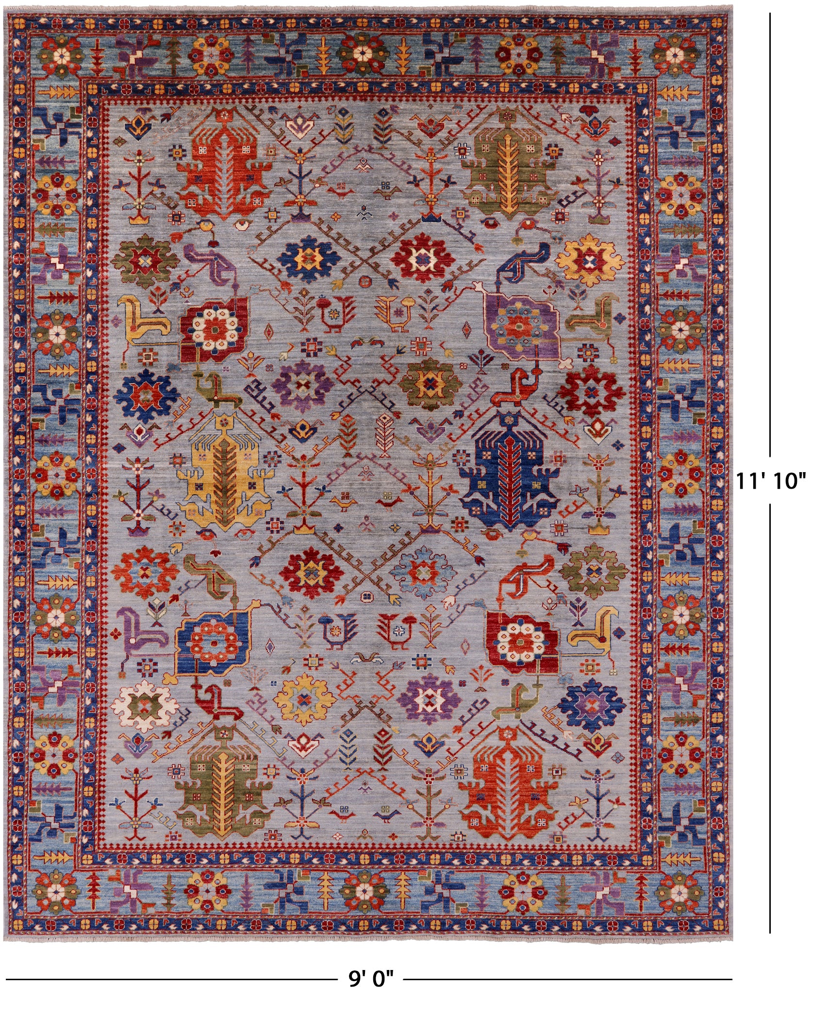 Persian Fine Serapi Hand Knotted Wool Rug - 9' 0" X 11' 10" - Golden Nile