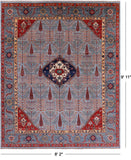 Blue Persian Fine Serapi Hand Knotted Wool Rug - 8' 2" X 9' 11" - Golden Nile
