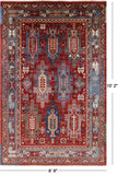 Red Persian Fine Serapi Hand Knotted Wool Rug - 6' 8" X 10' 2" - Golden Nile