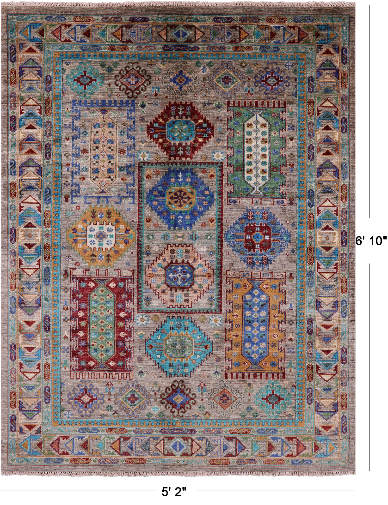 Turkmen Ersari Hand Knotted Wool Rug - 5' 2" X 6' 10" - Golden Nile