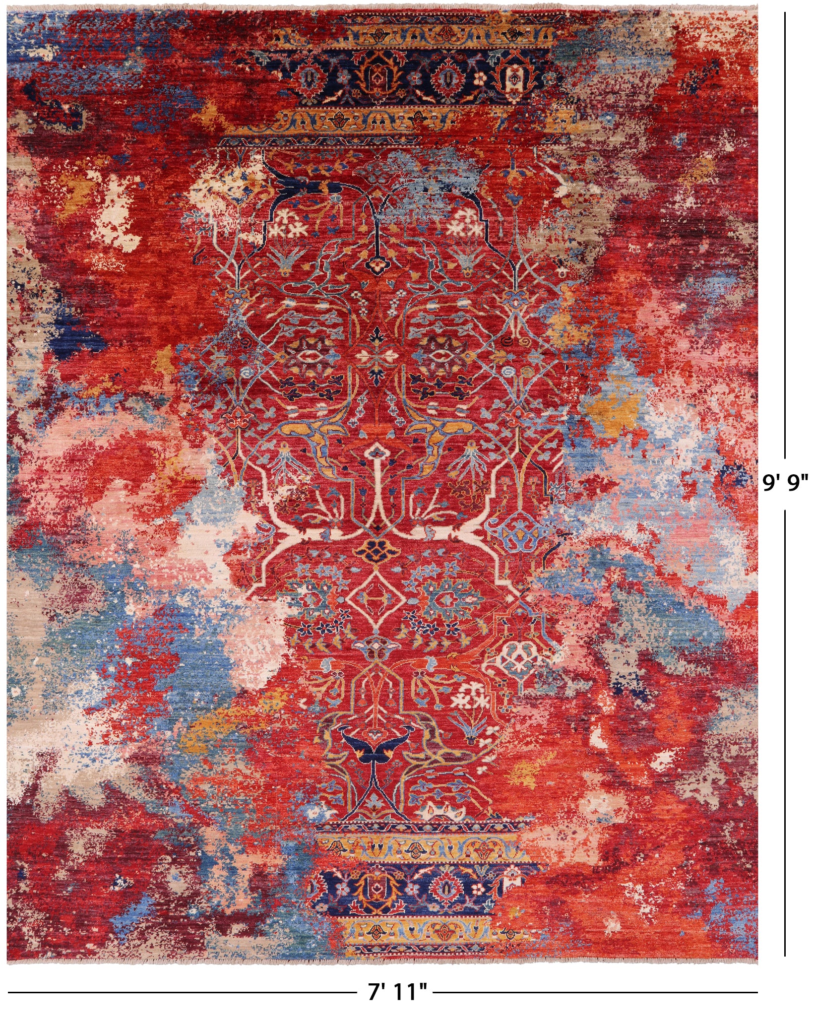 Persian Fine Serapi Hand Knotted Wool Rug - 7' 11" X 9' 9" - Golden Nile