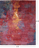 Abstract Modern Hand Knotted Wool Rug - 8' 0" X 9' 10" - Golden Nile