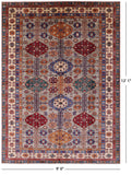 Super Kazak Hand Knotted Wool Rug - 9' 0" X 12' 1" - Golden Nile