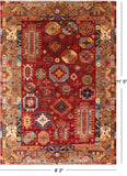 Red Turkmen Ersari Hand Knotted Wool Rug - 8' 2" X 11' 5" - Golden Nile