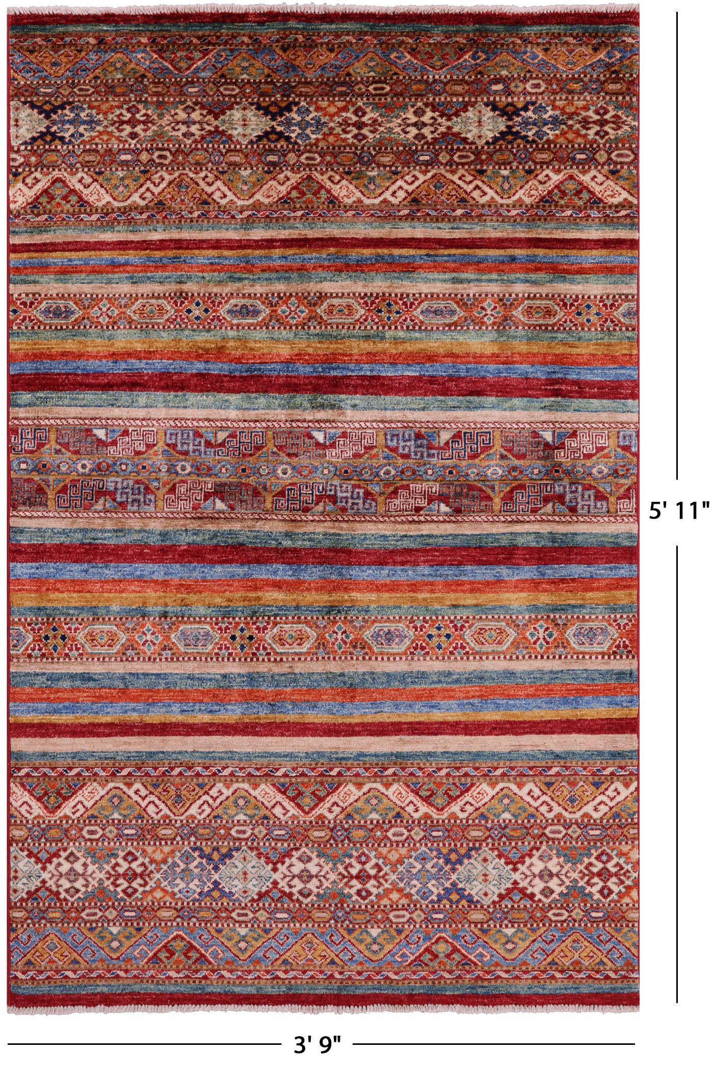 Khorjin Persian Gabbeh Hand Knotted Wool Rug - 3' 9" X 5' 11" - Golden Nile