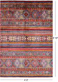 Khorjin Persian Gabbeh Hand Knotted Wool Rug - 4' 0" X 5' 10" - Golden Nile