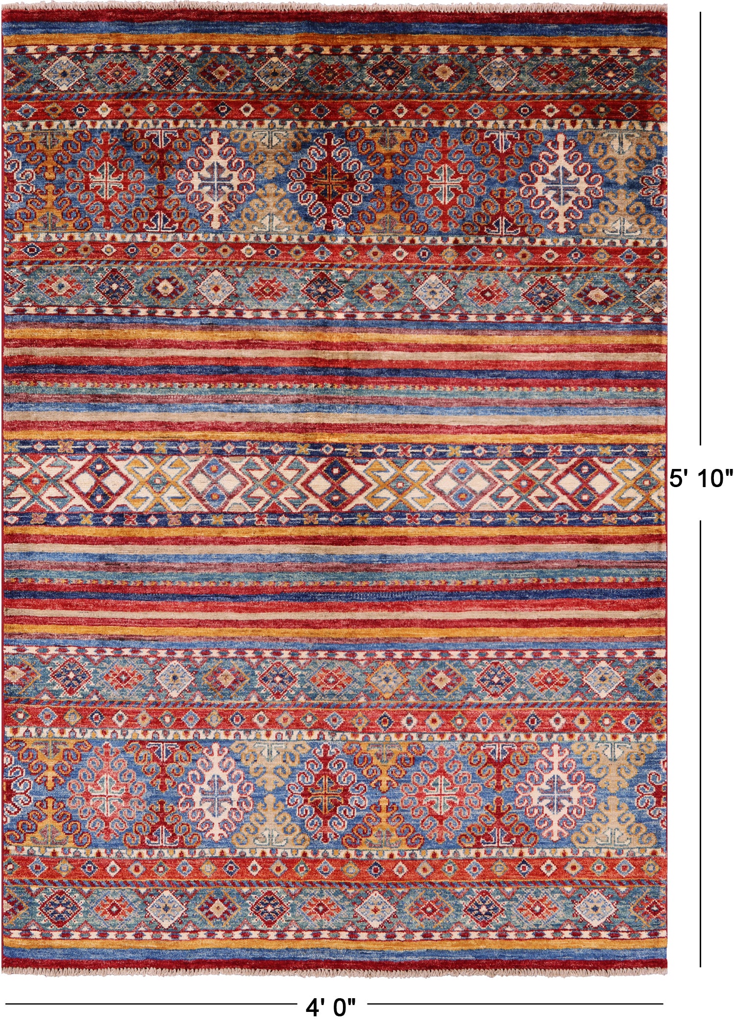 Khorjin Persian Gabbeh Hand Knotted Wool Rug - 4' 0" X 5' 10" - Golden Nile
