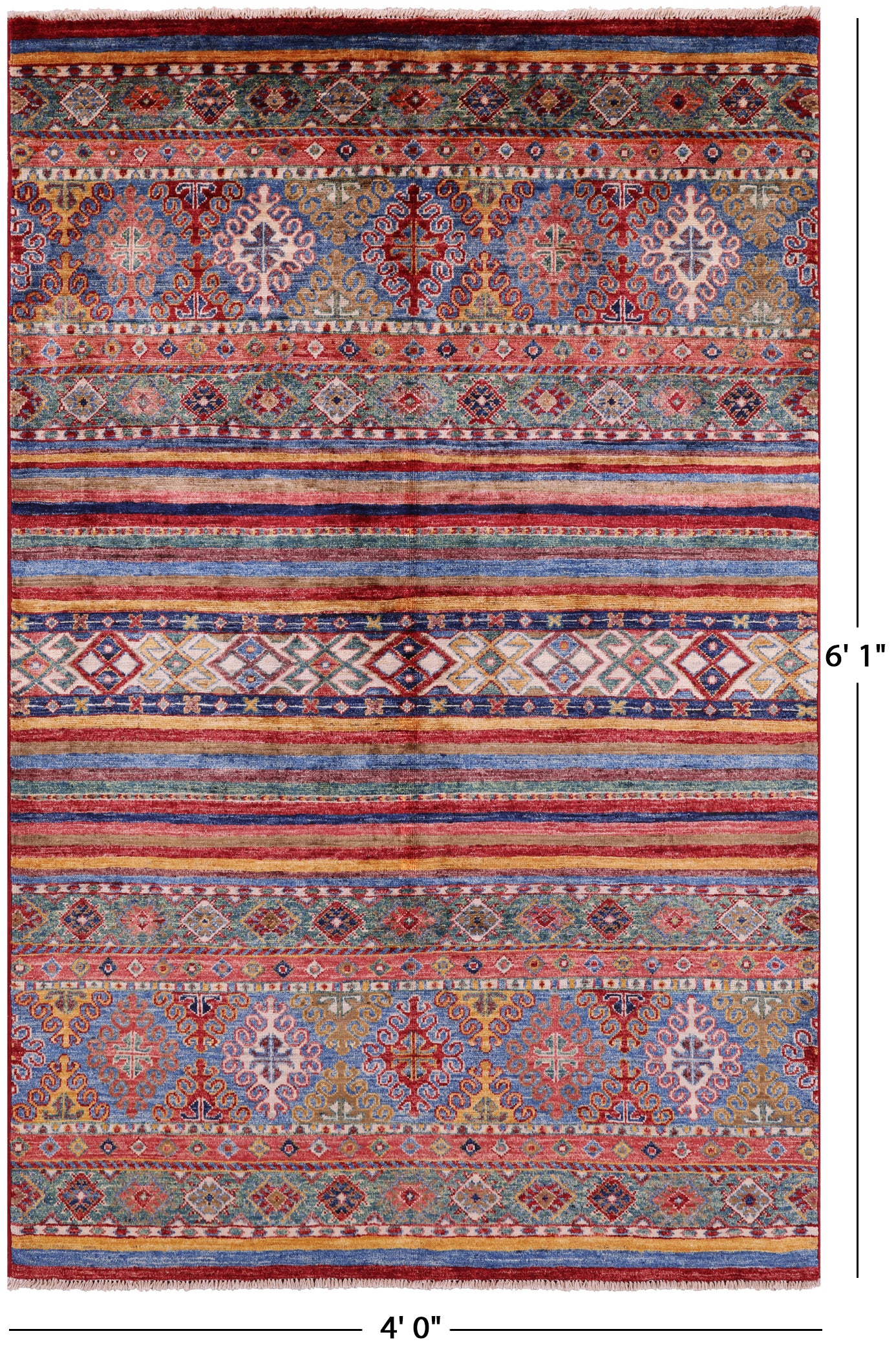 Khorjin Persian Gabbeh Hand Knotted Wool Rug - 4' 0" X 6' 1" - Golden Nile