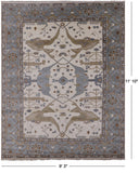 Ivory Turkish Oushak Hand Knotted Wool Area Rug - 9' 3" X 11' 10" - Golden Nile