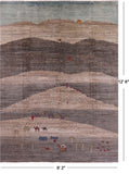 Tribal Persian Gabbeh Hand Knotted Wool Rug - 9' 2" X 12' 6" - Golden Nile