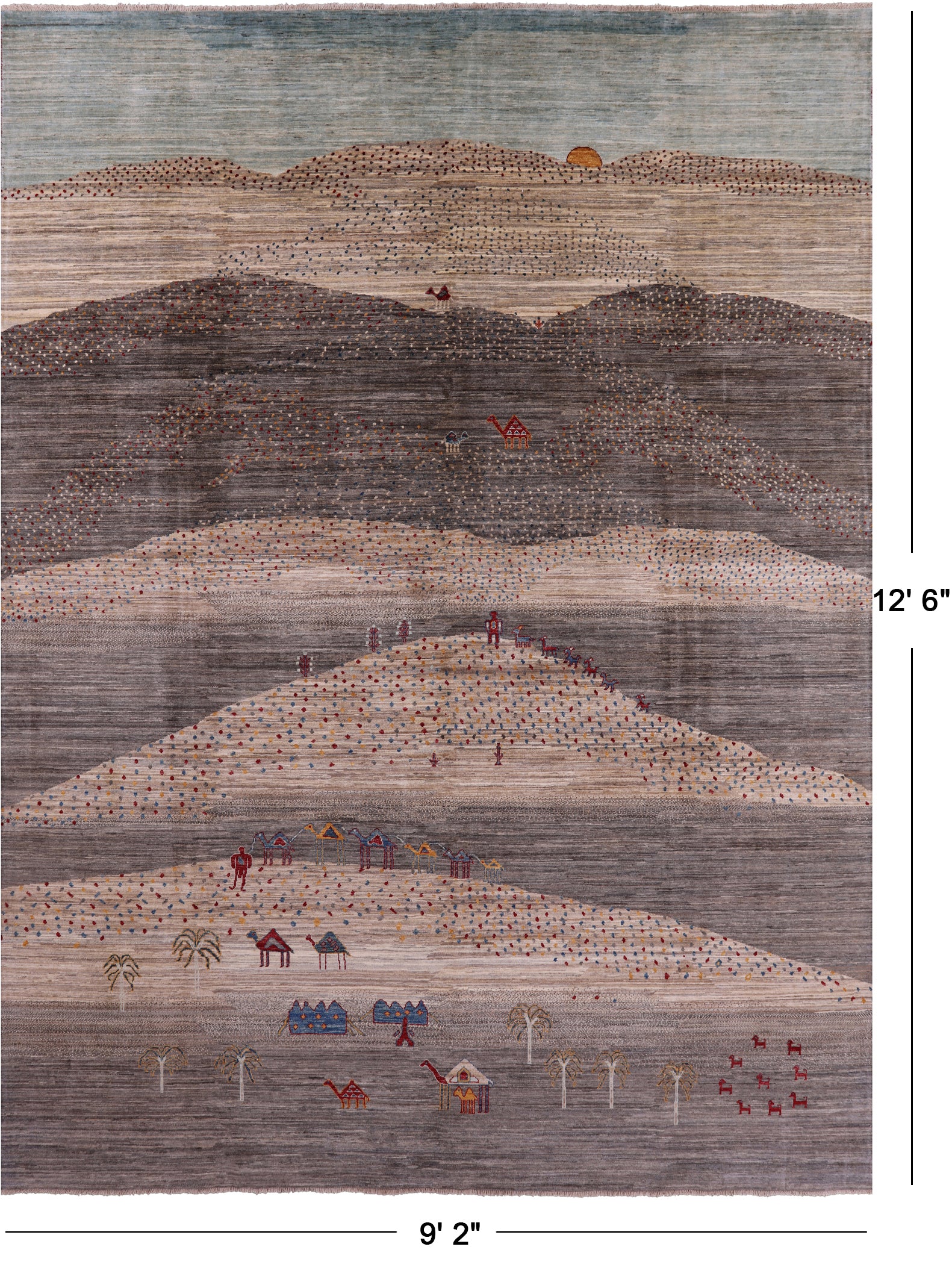 Tribal Persian Gabbeh Hand Knotted Wool Rug - 9' 2" X 12' 6" - Golden Nile