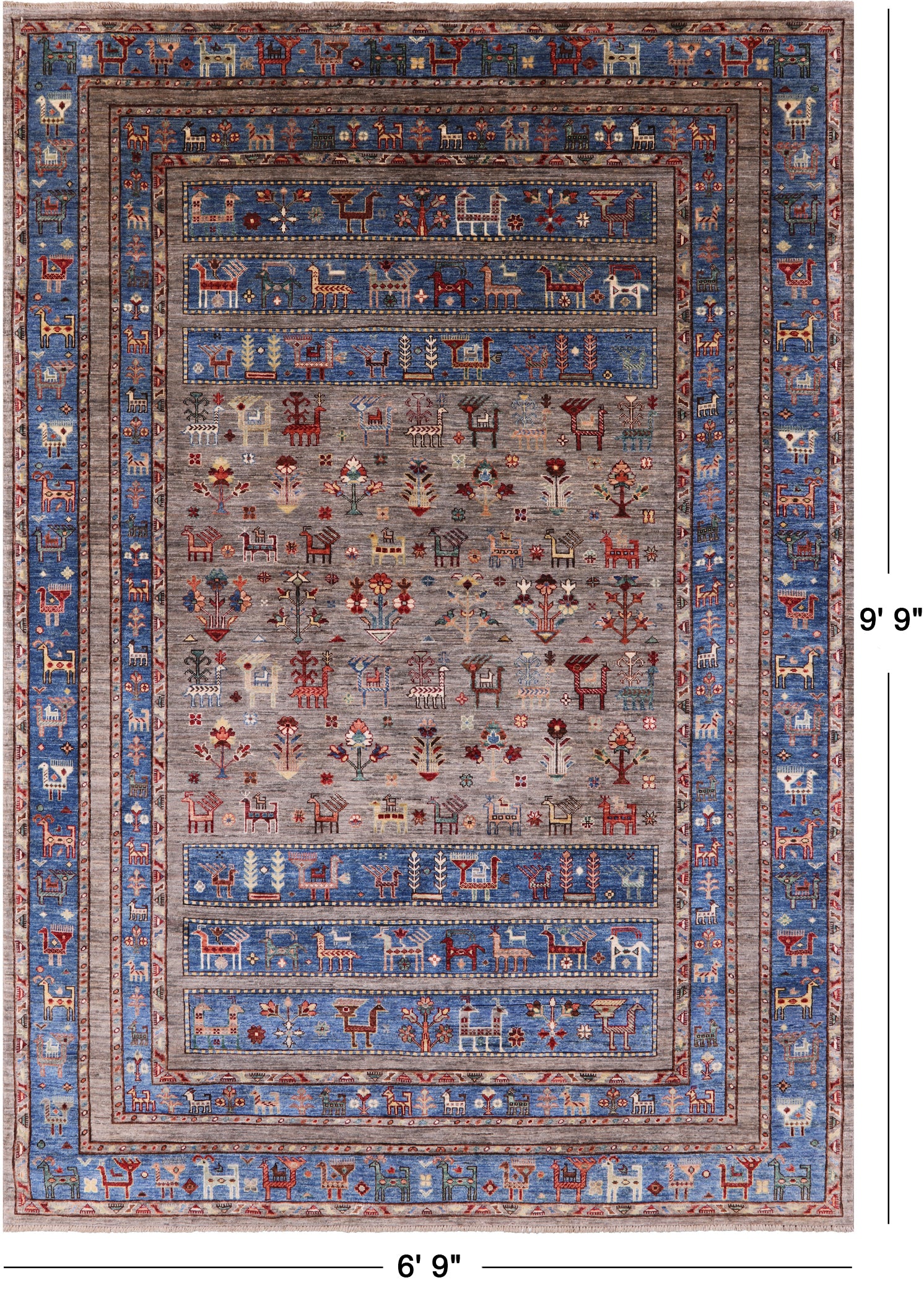 Tribal Persian Gabbeh Hand Knotted Wool Rug - 6' 9" X 9' 9" - Golden Nile