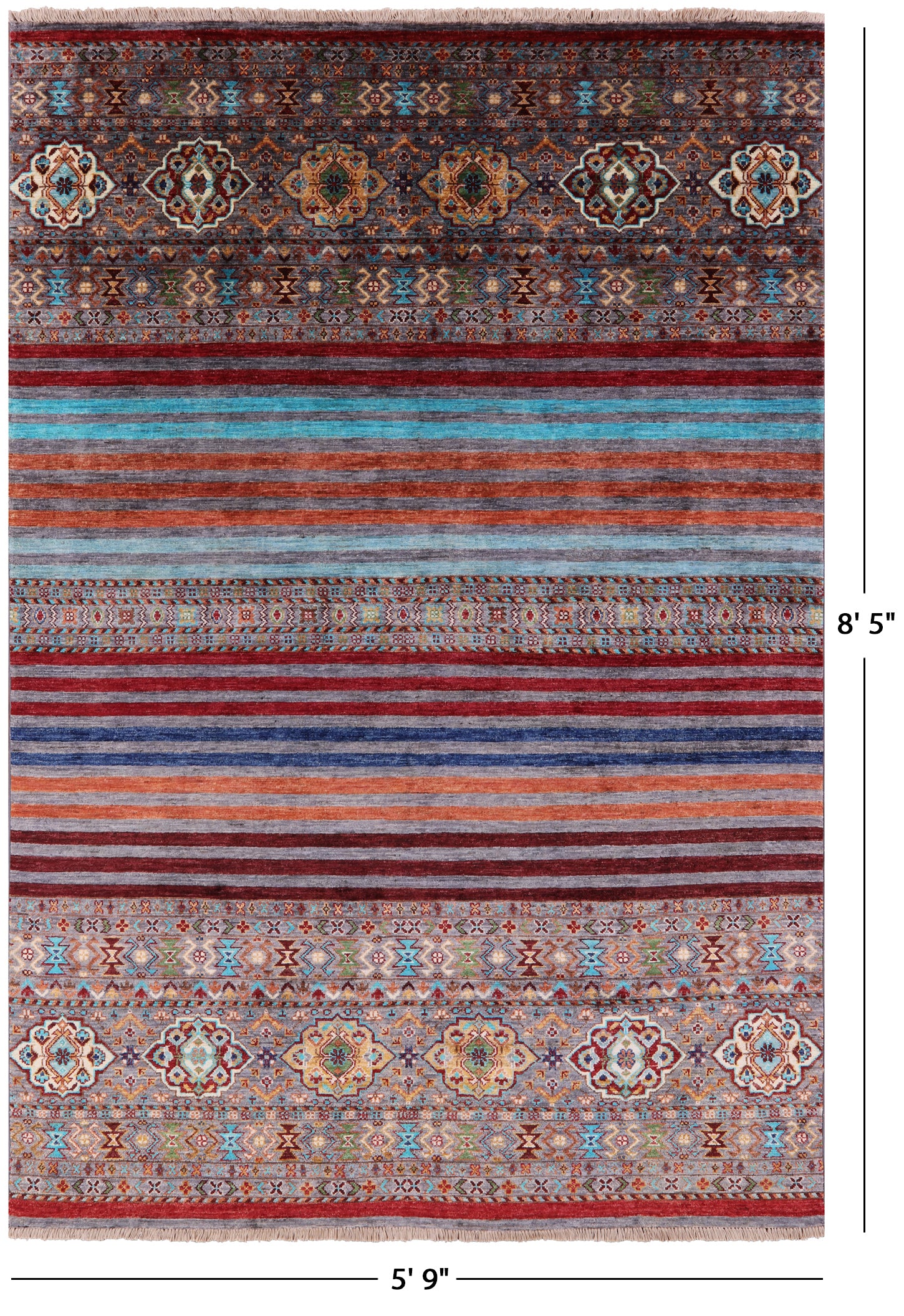 Khorjin Persian Gabbeh Hand Knotted Wool Rug - 5' 9" X 8' 5" - Golden Nile