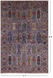 Grey Turkmen Ersari Hand Knotted Wool Rug - 5' 7" X 8' 9" - Golden Nile