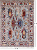 Blue Persian Fine Serapi Hand Knotted Wool Rug - 5' 0" X 6' 9" - Golden Nile