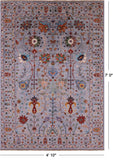 Grey Peshawar Handmade Wool Rug - 4' 10" X 7' 0" - Golden Nile