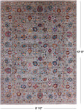 Grey Peshawar Hand Knotted Wool Rug - 8' 10" X 12' 0" - Golden Nile