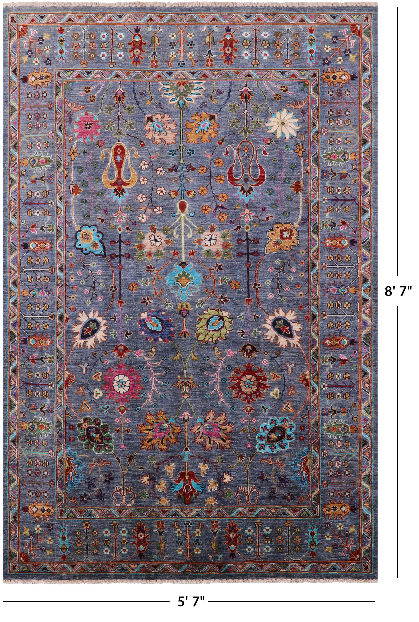 Peshawar Hand Knotted Wool Rug - 5' 7" X 8' 7" - Golden Nile