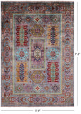Grey Turkmen Ersari Hand Knotted Wool Rug - 5' 0" X 7' 2" - Golden Nile