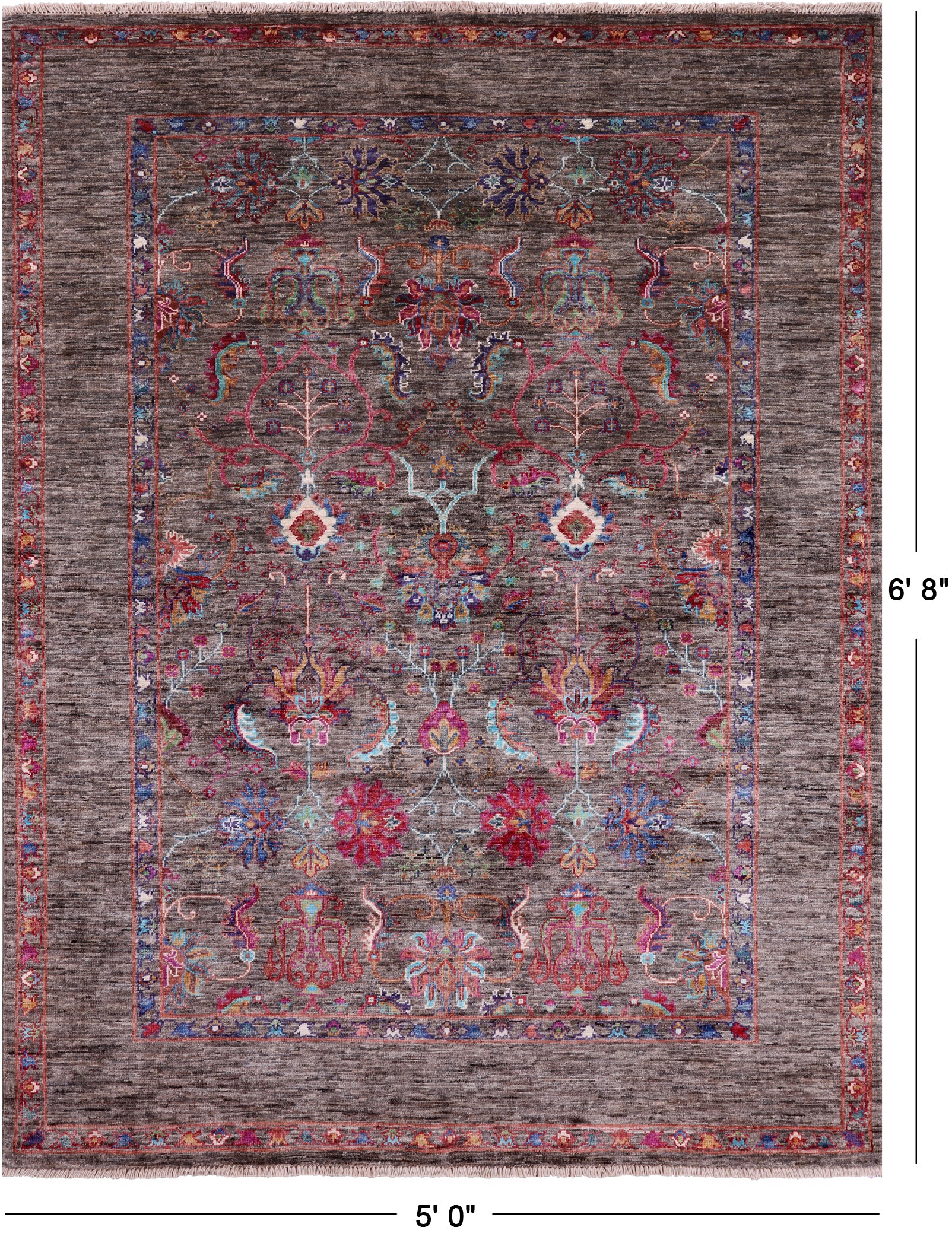 Peshawar Hand Knotted Wool Rug - 5' 0" X 6' 8" - Golden Nile