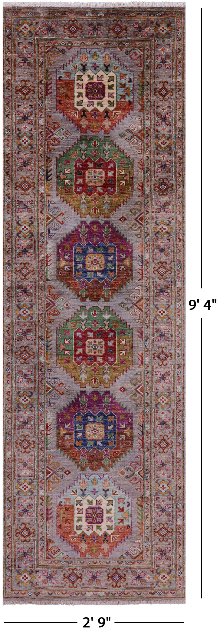 Turkmen Ersari Hand Knotted Wool Runner Rug - 2' 9" X 9' 4" - Golden Nile