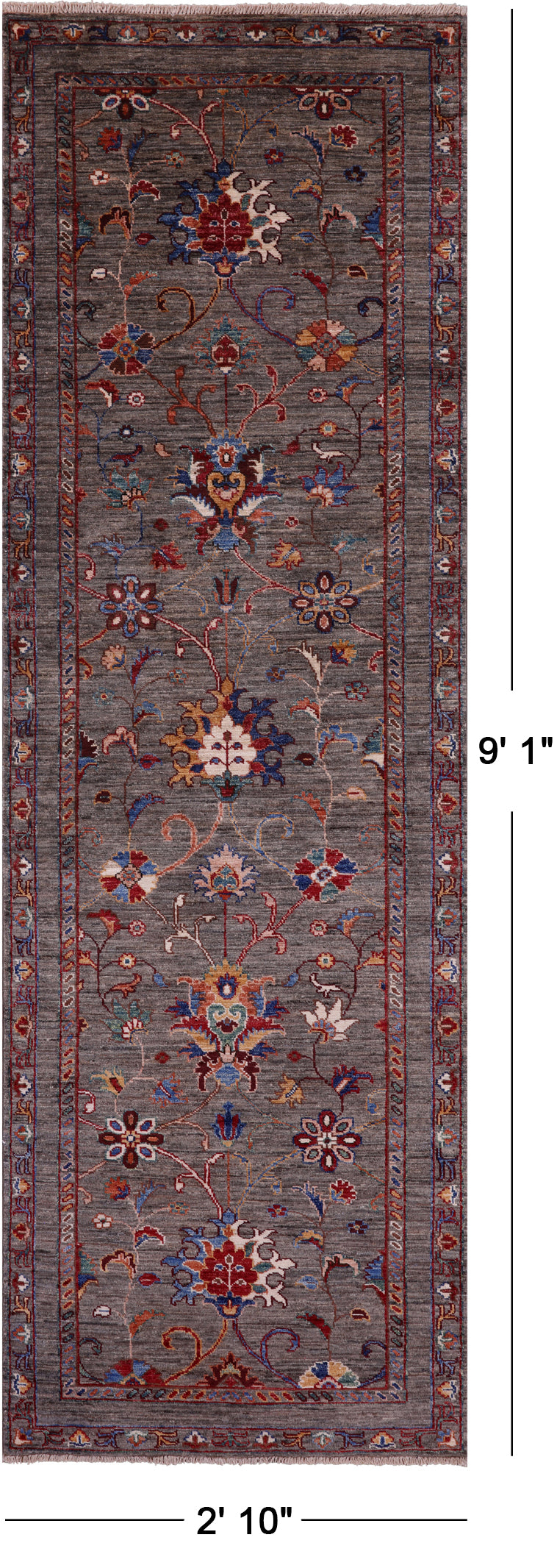 Peshawar Handmade Wool Runner Rug - 2' 10" X 9' 1" - Golden Nile