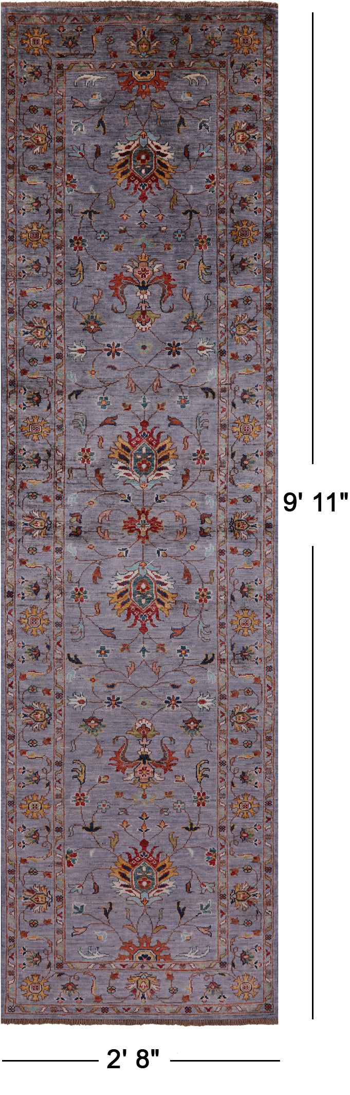 Peshawar Hand Knotted Wool Runner Rug - 2' 8" X 9' 11" - Golden Nile