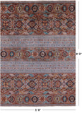 Grey Khorjin Persian Gabbeh Hand Knotted Wool Rug - 5' 9" X 8' 0" - Golden Nile