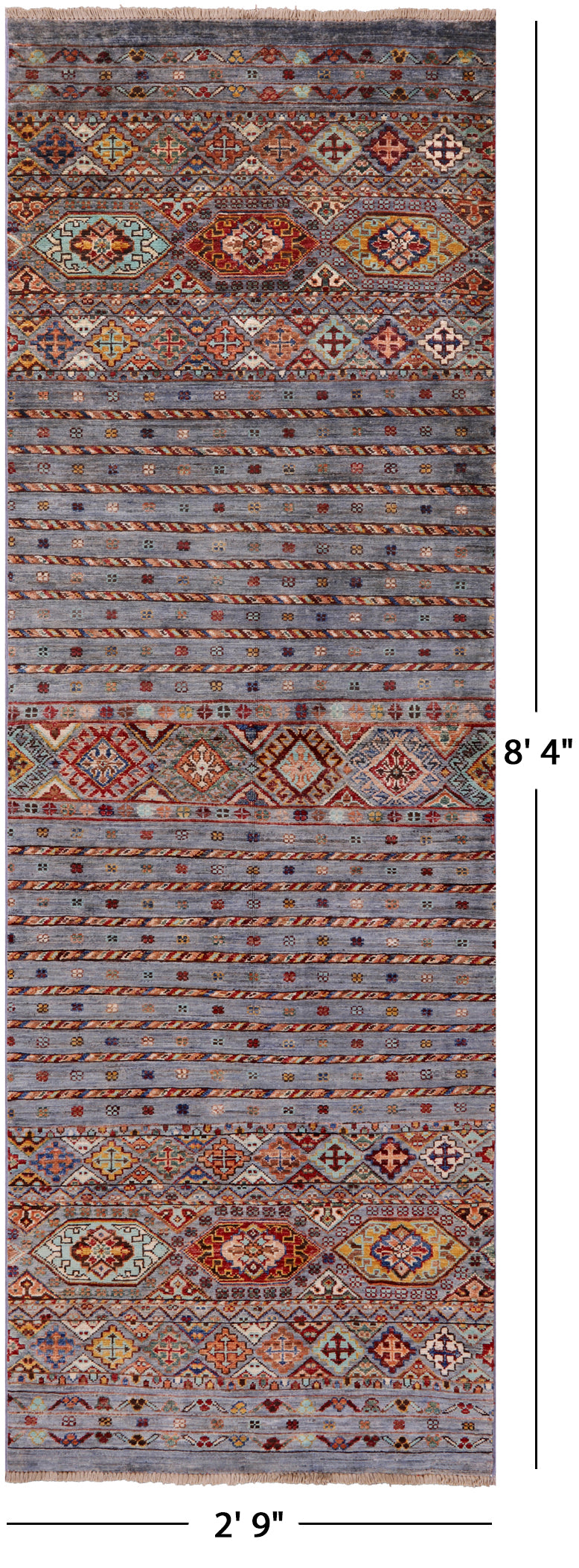 Khorjin Persian Gabbeh Hand Knotted Wool Runner Rug - 2' 9" X 8' 4" - Golden Nile