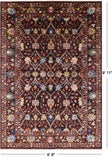 Brown Peshawar Hand Knotted Wool Rug - 6' 8" X 9' 11" - Golden Nile