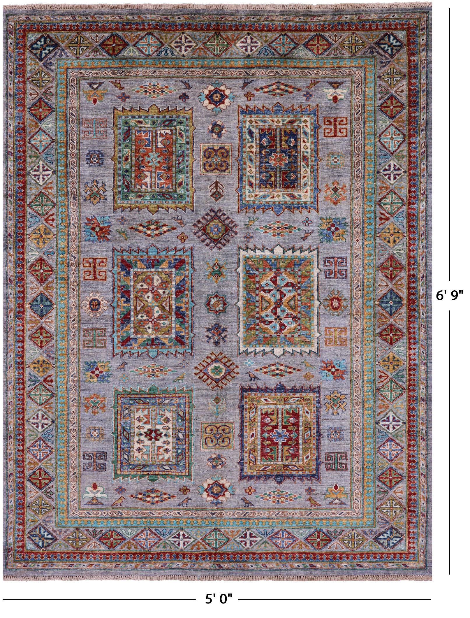 Persian Hand Knotted Wool Rug - 5' 0" X 6' 9" - Golden Nile