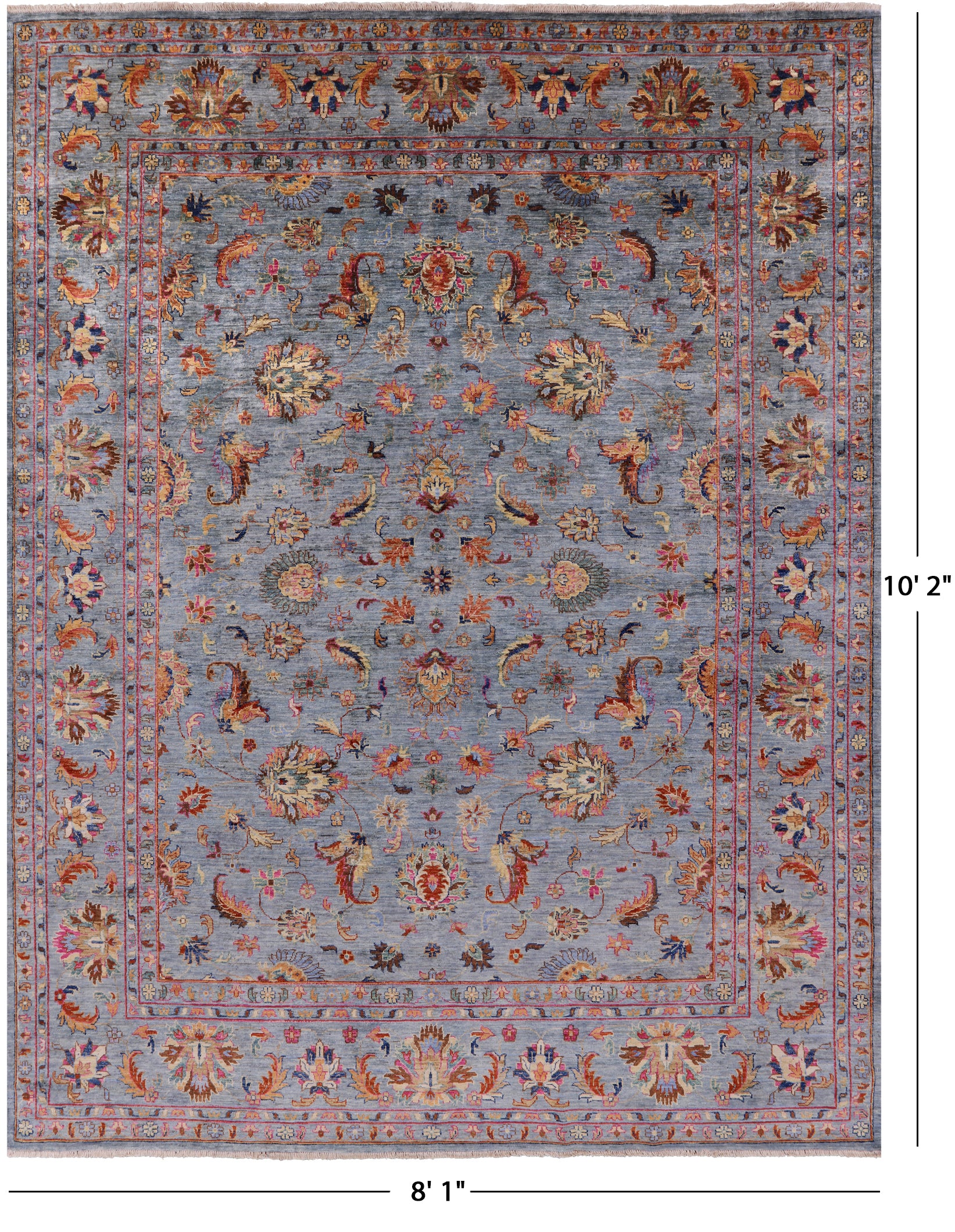 Peshawar Hand Knotted Wool Rug - 8' 1" X 10' 2" - Golden Nile