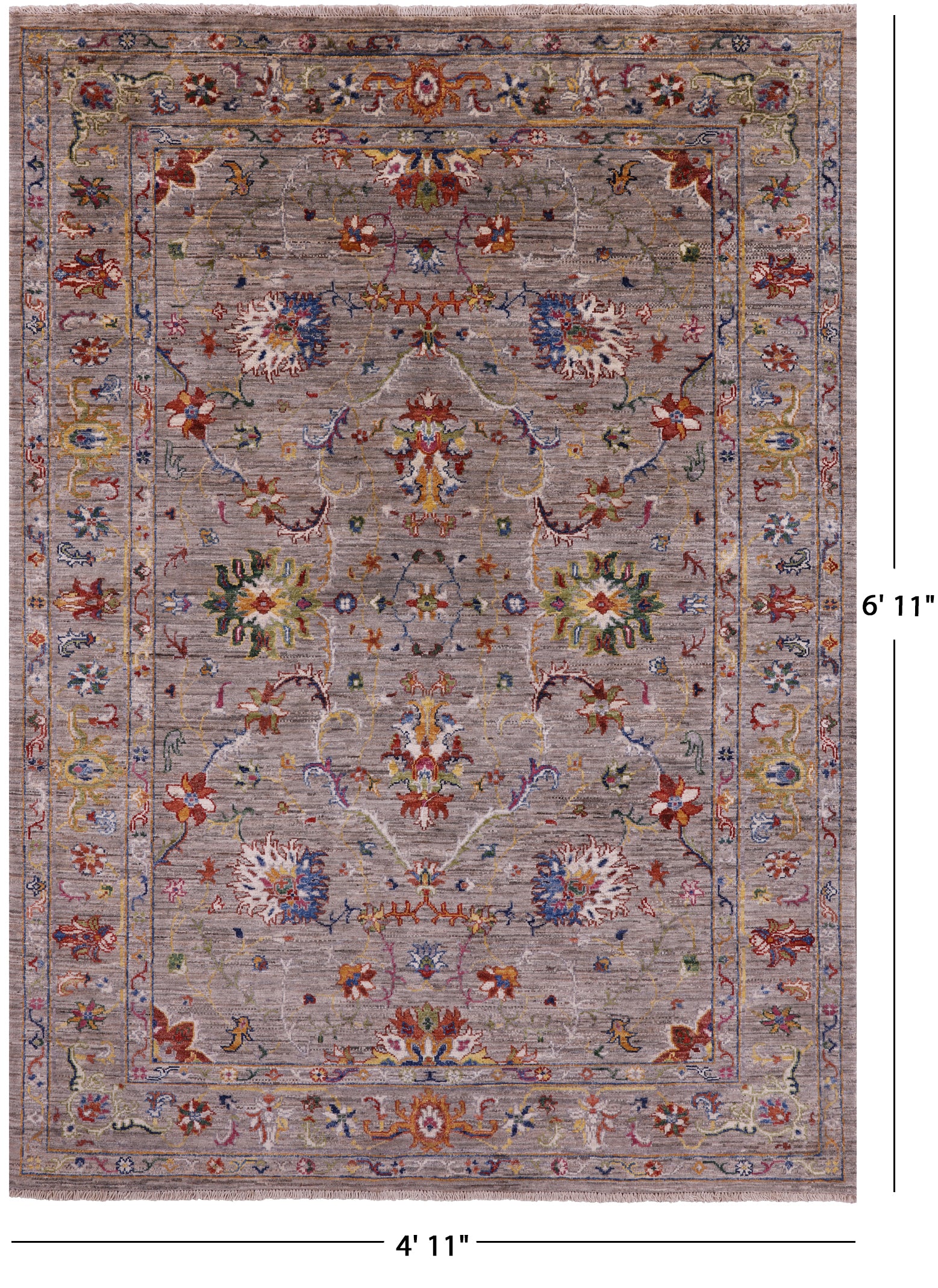 Peshawar Hand Knotted Wool Rug - 4' 11" X 6' 11" - Golden Nile
