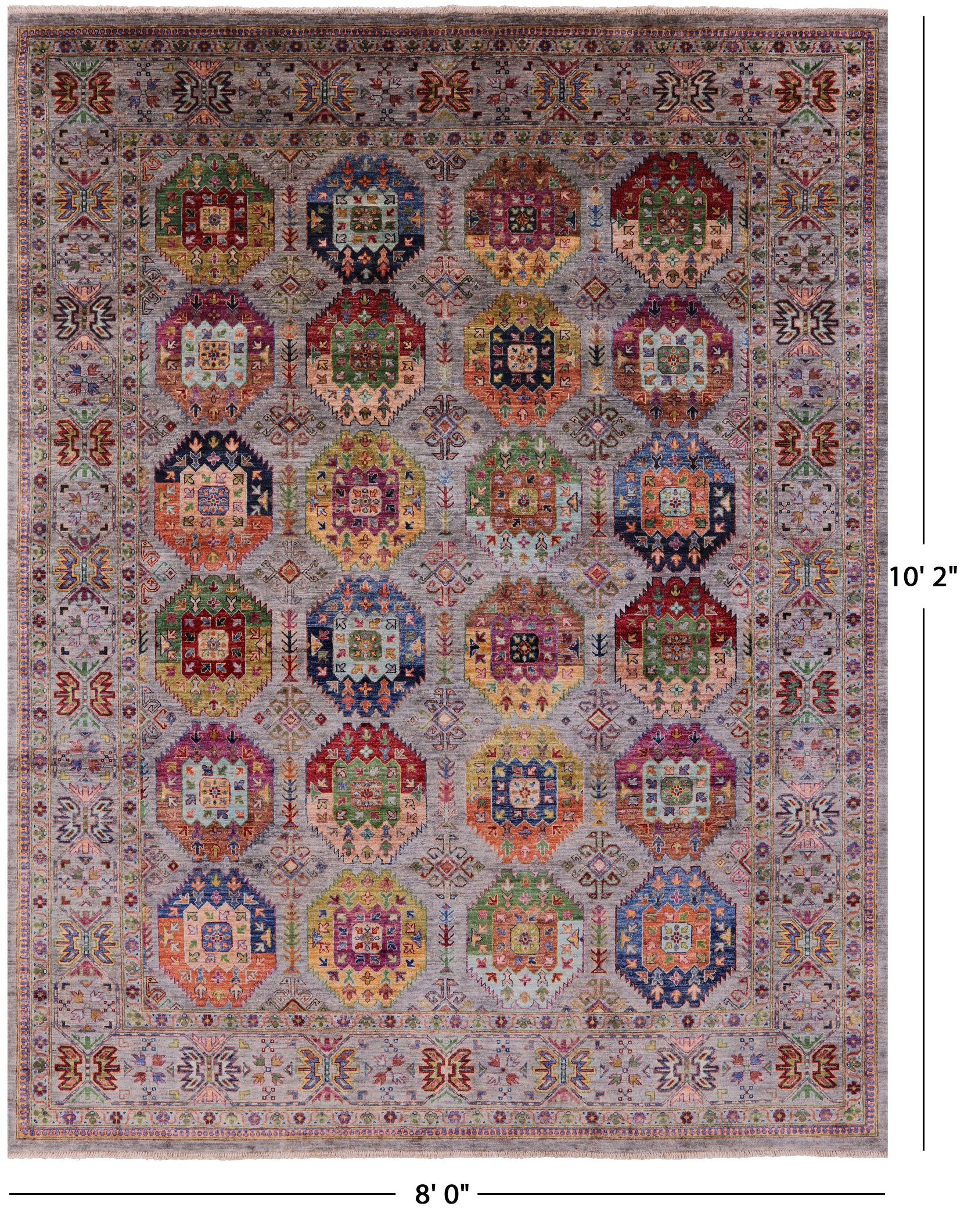 Turkmen Ersari Hand Knotted Wool Rug - 8' 0" X 10' 2" - Golden Nile