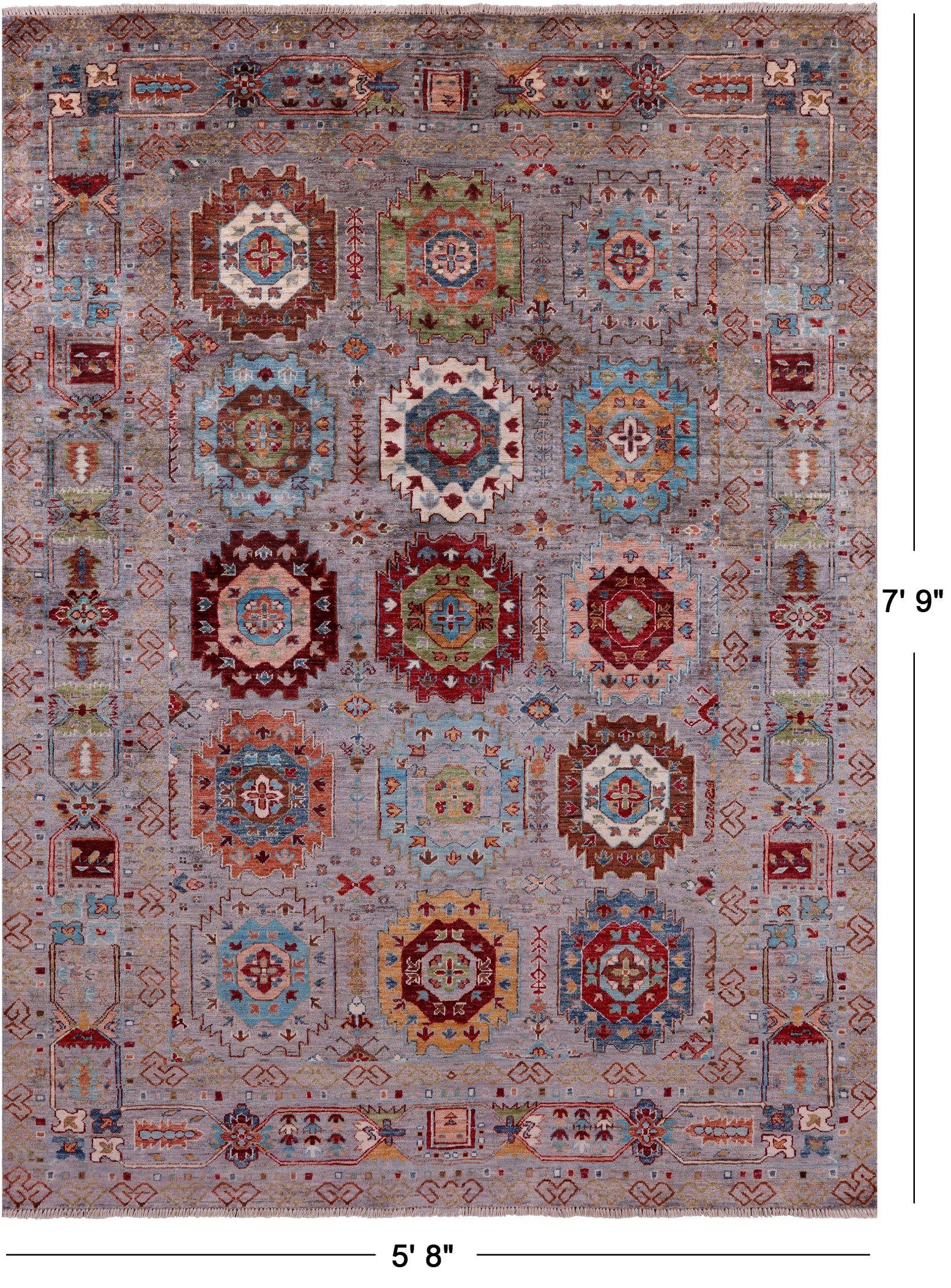 Turkmen Ersari Hand Knotted Wool Rug - 5' 8" X 7' 9" - Golden Nile