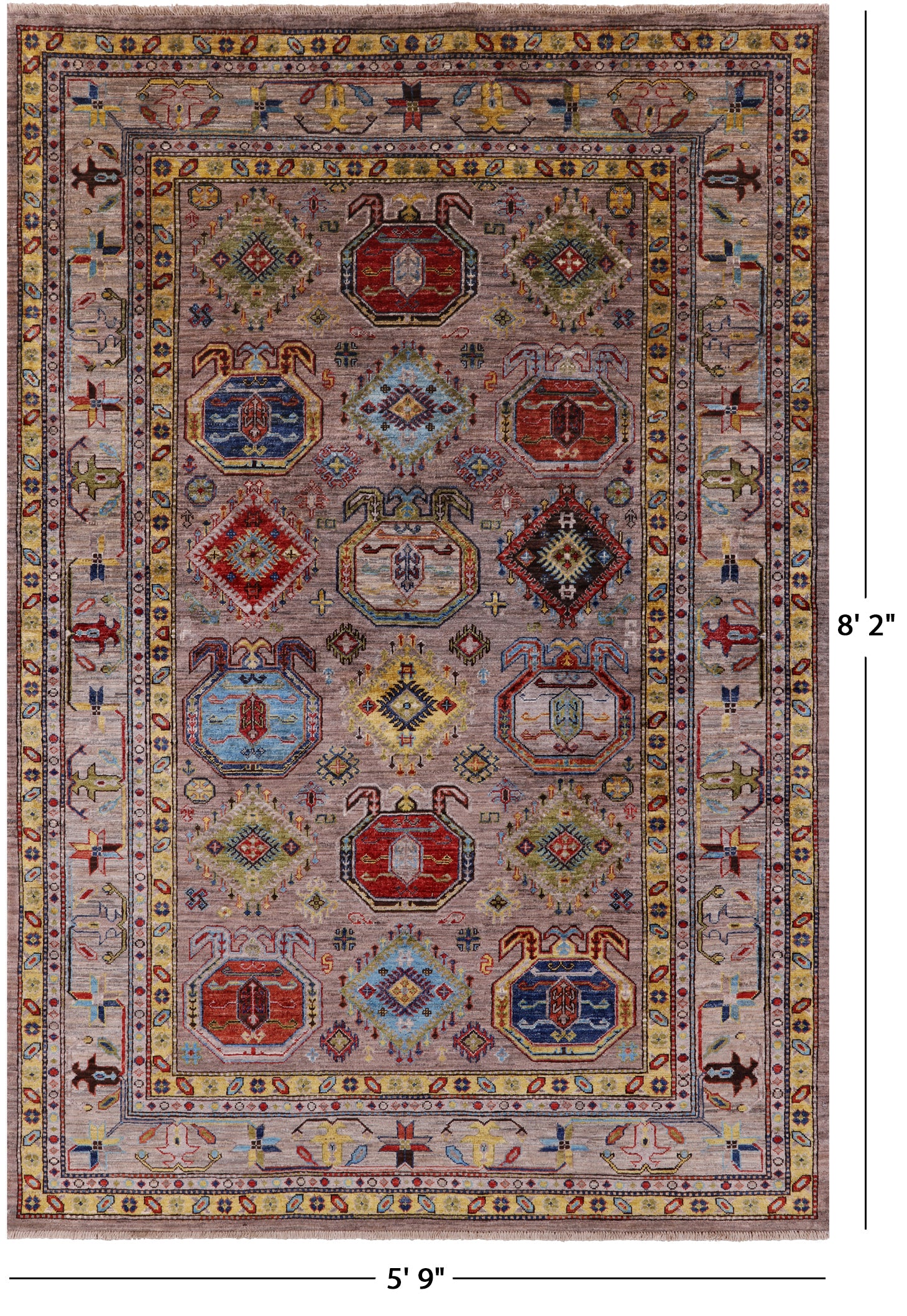 Turkmen Ersari Hand Knotted Wool Rug - 5' 9" X 8' 2" - Golden Nile