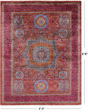 Red Mamluk Hand Knotted Wool Rug - 5' 0" X 6' 6" - Golden Nile