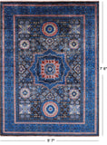 Brown Geometric Persian Mamluk Handmade Wool Rug - 5' 7" X 7' 6" - Golden Nile
