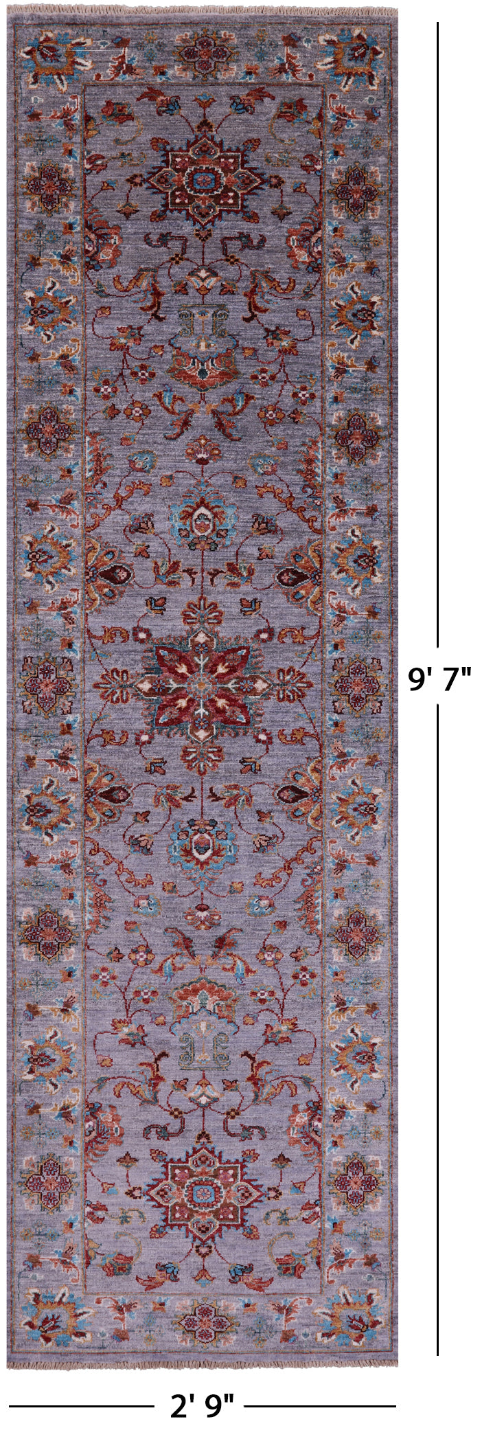 Peshawar Hand Knotted Wool Runner Rug - 2' 9" X 9' 7" - Golden Nile