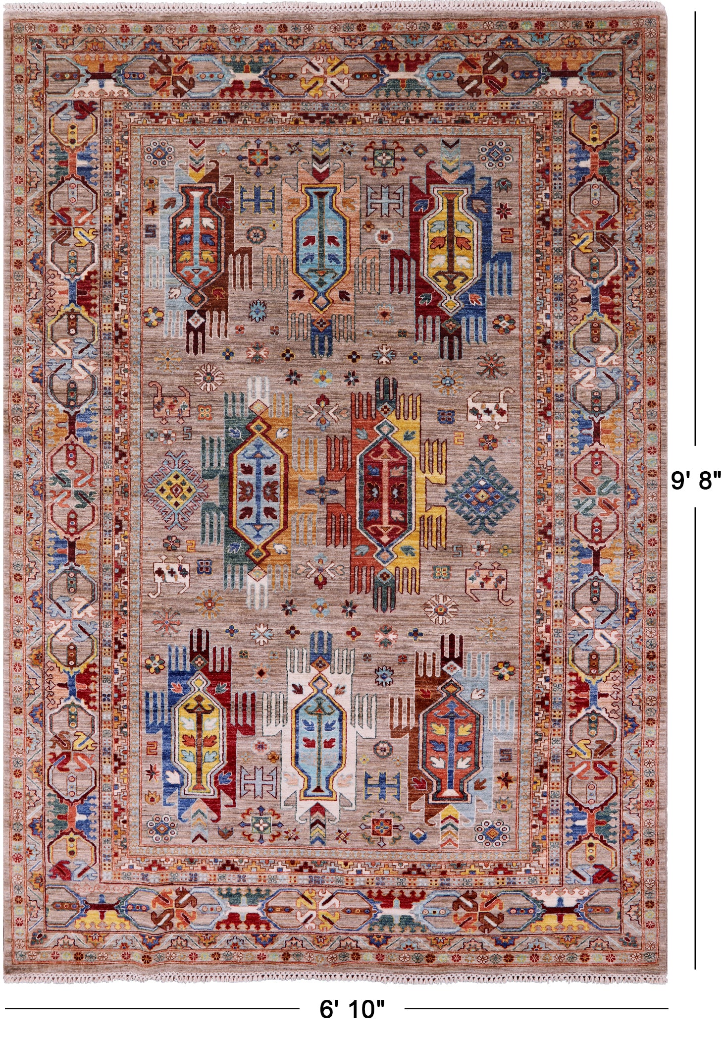 Persian Fine Serapi Hand Knotted Wool Rug - 6' 10" X 9' 8" - Golden Nile