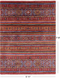 Khorjin Persian Gabbeh Handmade Wool Rug - 5' 11" X 7' 8" - Golden Nile