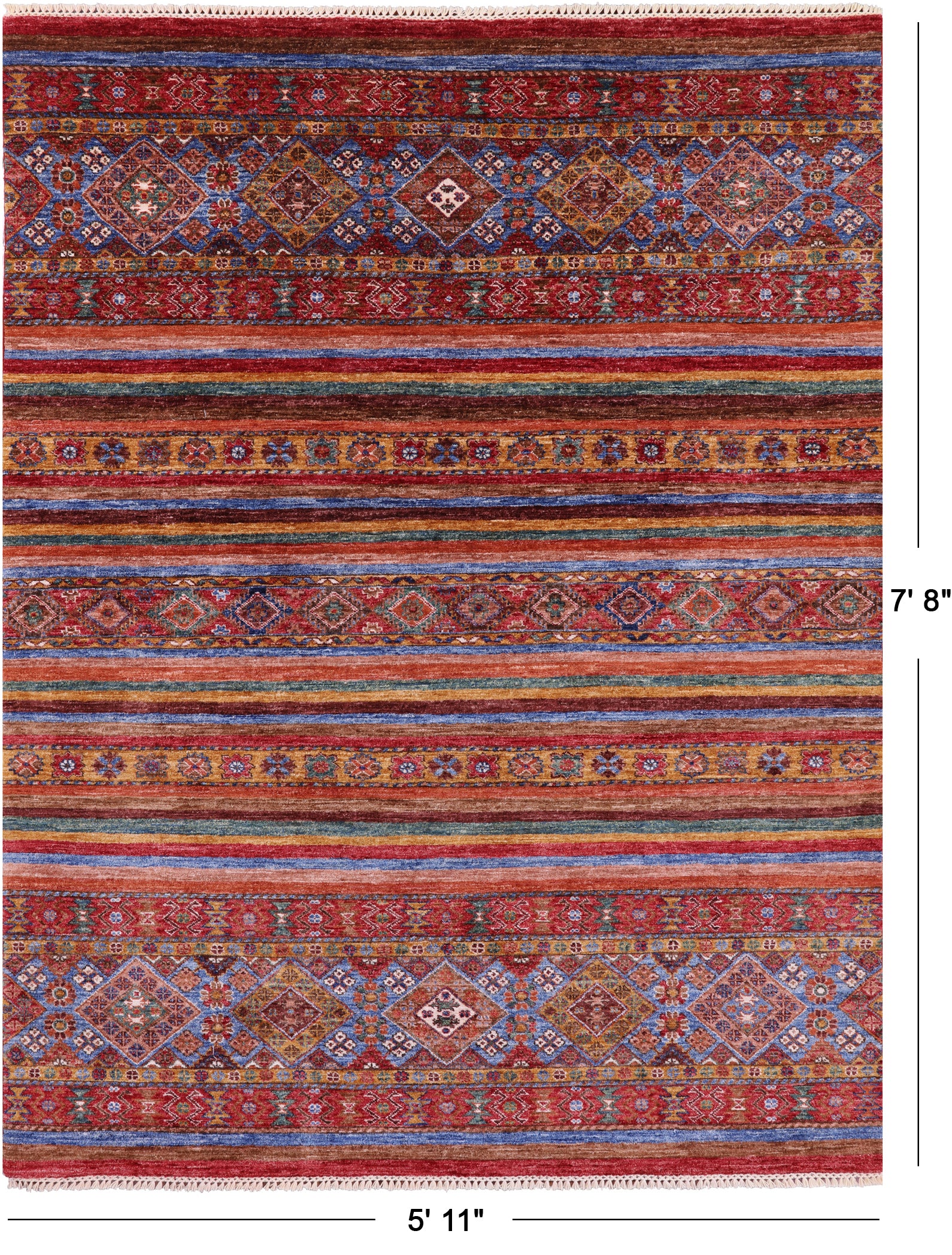 Khorjin Persian Gabbeh Handmade Wool Rug - 5' 11" X 7' 8" - Golden Nile