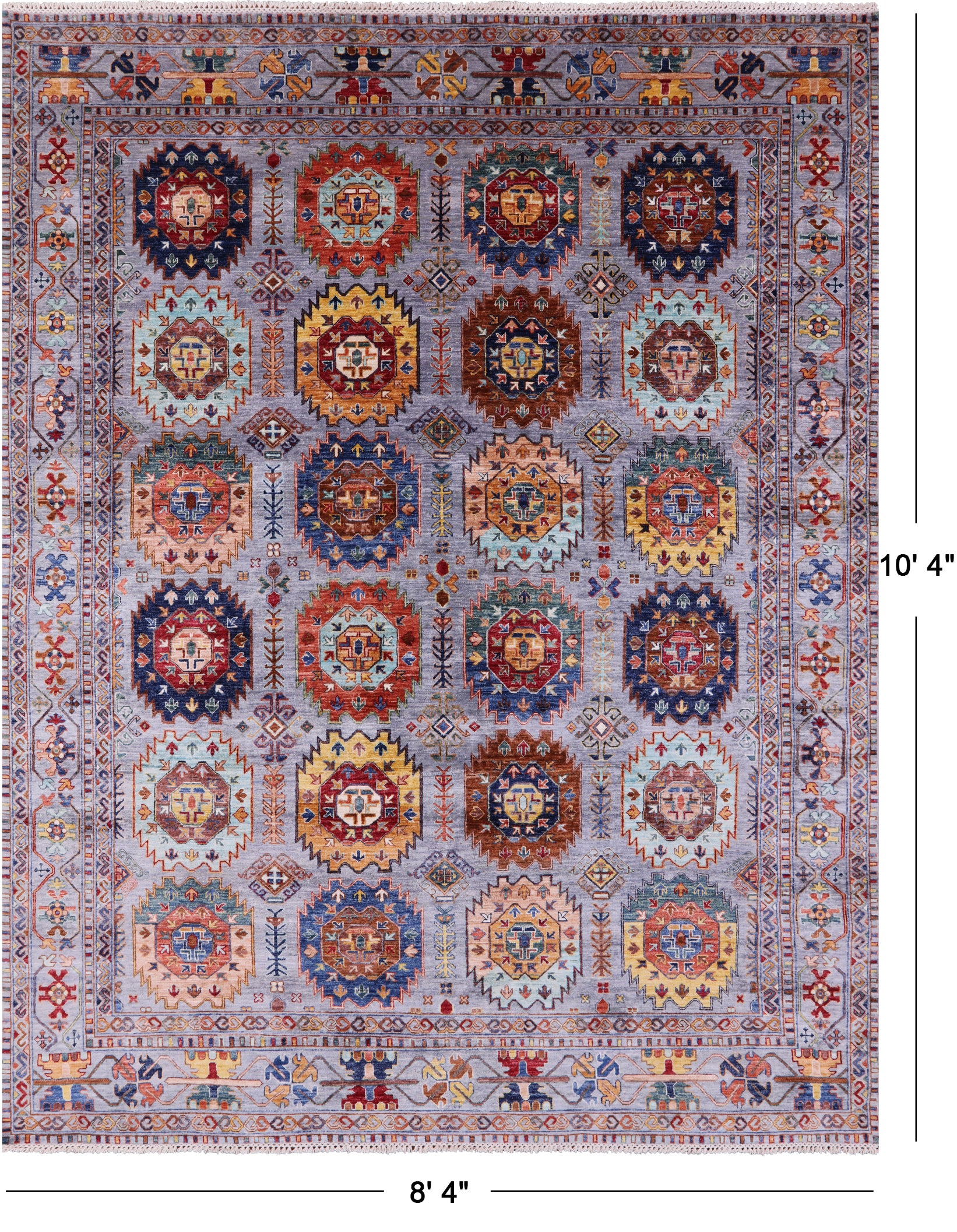 Turkmen Ersari Handmade Wool Rug - 8' 4" X 10' 4" - Golden Nile