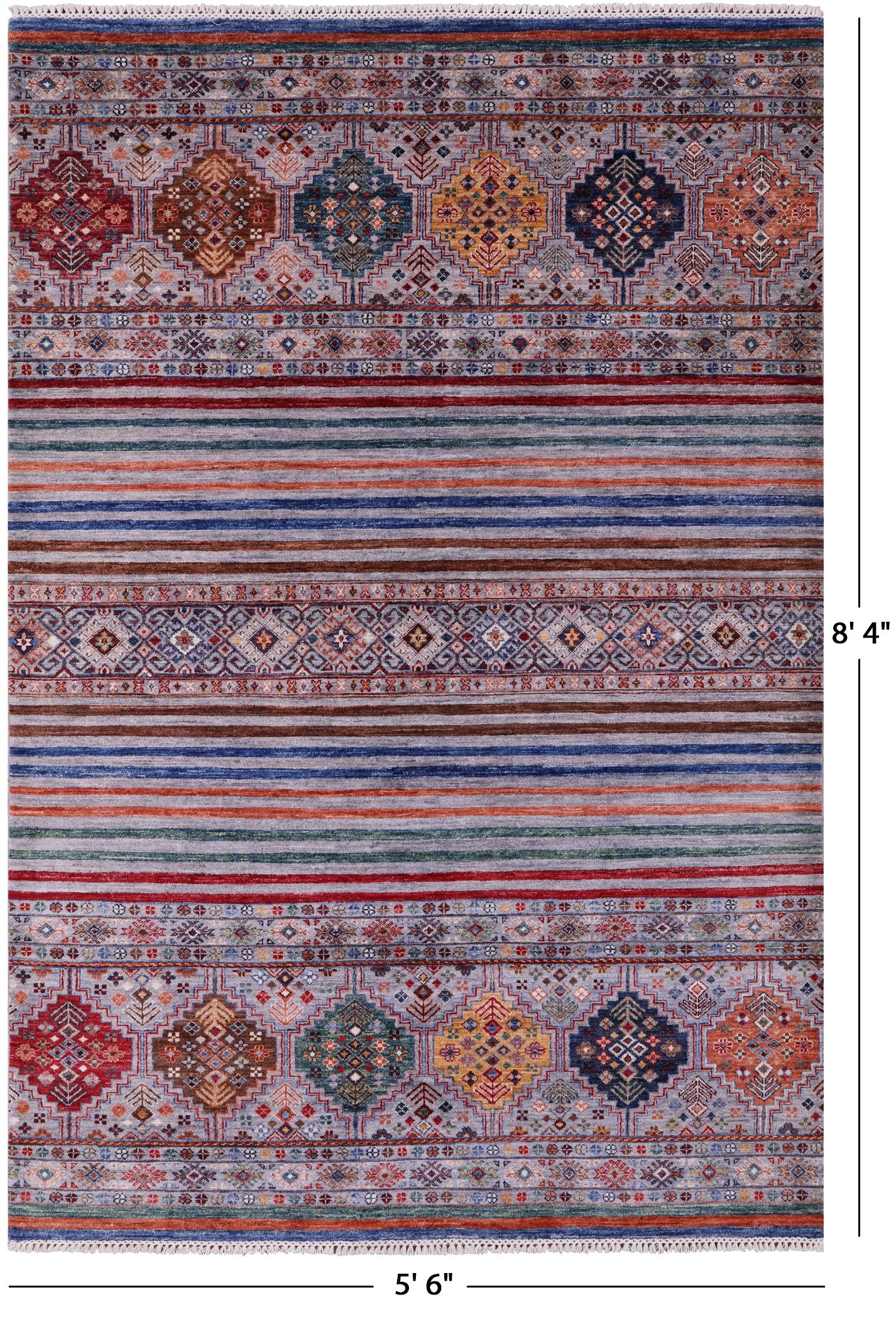 Khorjin Persian Gabbeh Hand Knotted Wool Rug - 5' 6" X 8' 4" - Golden Nile